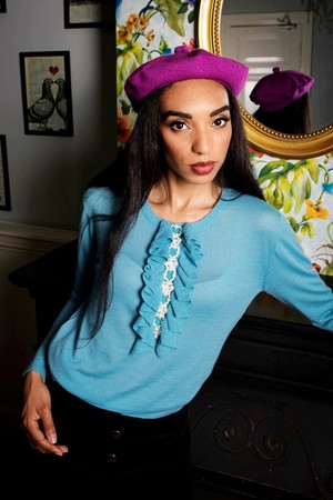 Milky Blue Grace Cashmere Sweater with Pearl Embellishment from Asneh