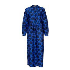 Blue Midi Silk Dress with Black Print from Asneh
