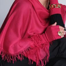 Large Red Cashmere Scarf with Fringes via Asneh