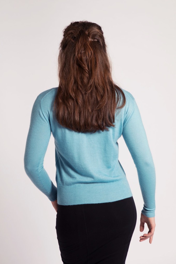Milky Blue Grace Cashmere Sweater with Pearl Embellishment from Asneh