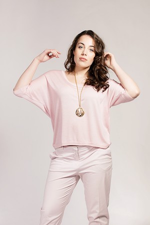 Barely Pink Gretha Batwing Silk Cashmere Top from Asneh