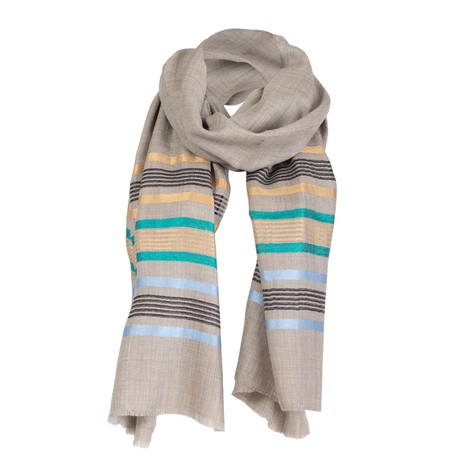 Beige Cashmere Scarf with Stripes from Asneh