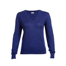 Blue Cashmere V-neck Sweater in fine knit via Asneh