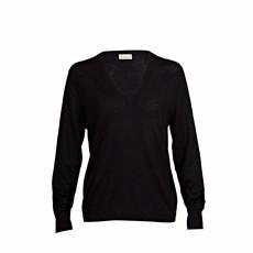 Black Cashmere V-neck Sweater in fine knit via Asneh