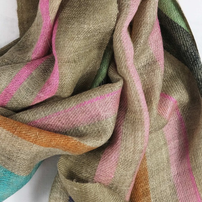 Hand woven Cashmere  Pashmina Scarf with Stripes from Asneh