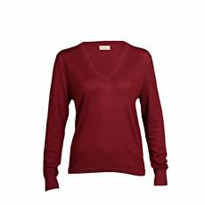 Burgundy Cashmere V-neck Sweater in fine knit via Asneh