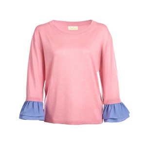 Agnes Candy Pink Ruffle-trimmed silk / cashmere top from Asneh