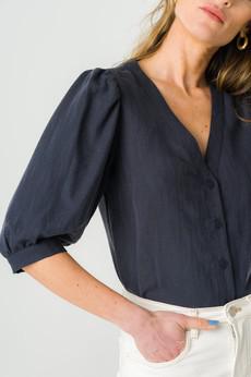 Navy Aster blouse via avani apparel