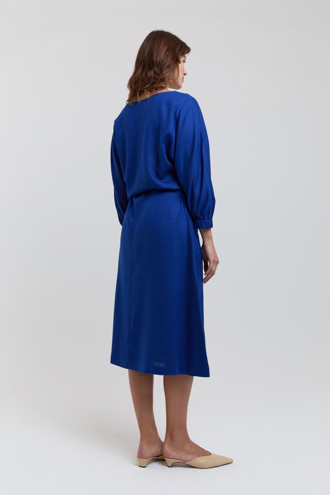 Andrea | Midi Dress with Long Sleeves and Adjustable Waist in Ocean Blue from AYANI
