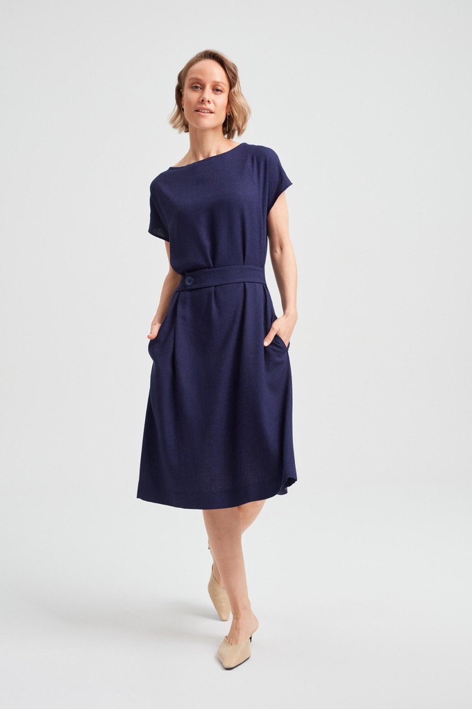 Sati | Midi Dress with Boat Neck in Black-Blue from AYANI