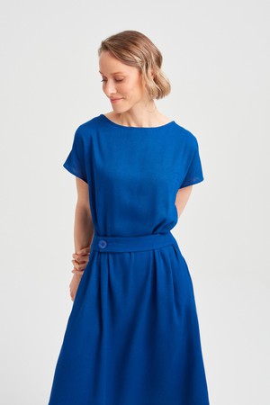 Sati | Midi Dress with Boat Neck in Ocean Blue from AYANI Sati | Midi Dress with Boat Neck in Ocean Blue from AYANI