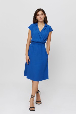 Lilit | Formal Midi Dress with Wrap Optic in Blue from AYANI