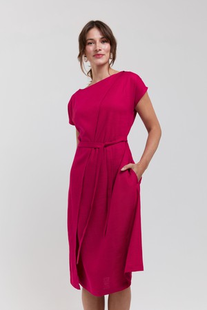 Julia | Elegant Midi Dress with Waist Belts in Cherry Red from AYANI