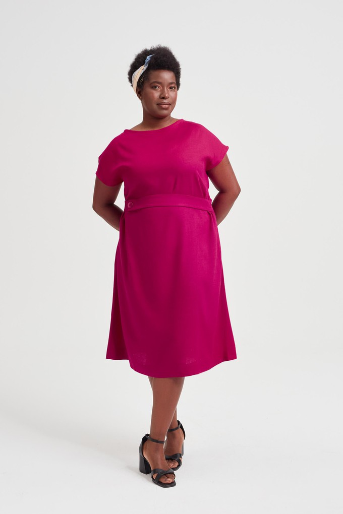 Sati | Midi Dress with Boat Neck in Cherry Red from AYANI