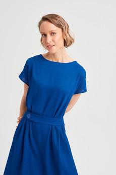 Sati | Midi Dress with Boat Neck in Ocean Blue via AYANI
