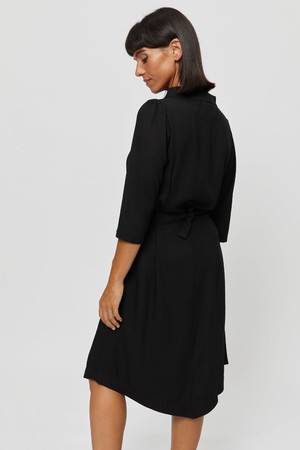 Suzi | Belted Angle Dress with Boat Neckline in Black from AYANI