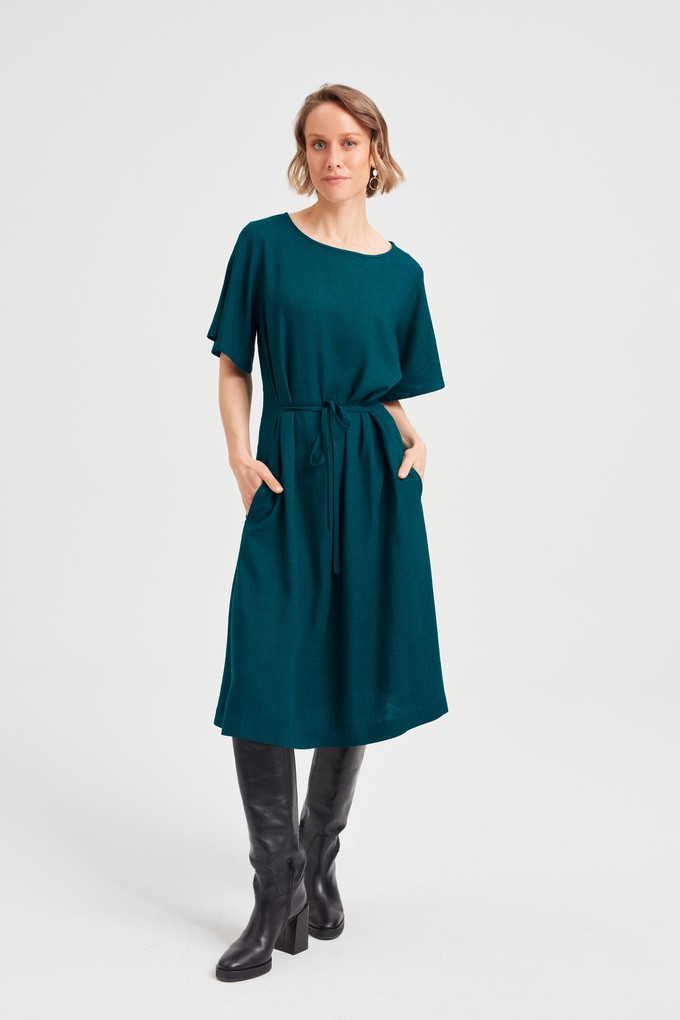 Nika | Round Neck Dress with Butterfly Sleeves in Green from AYANI