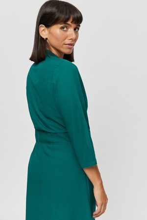 Sandra | Midi Wrap Dress in Emerald Green from AYANI