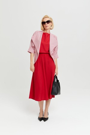Nane | Leinenkleid mit kurzen Ärmeln in Rot from AYANI