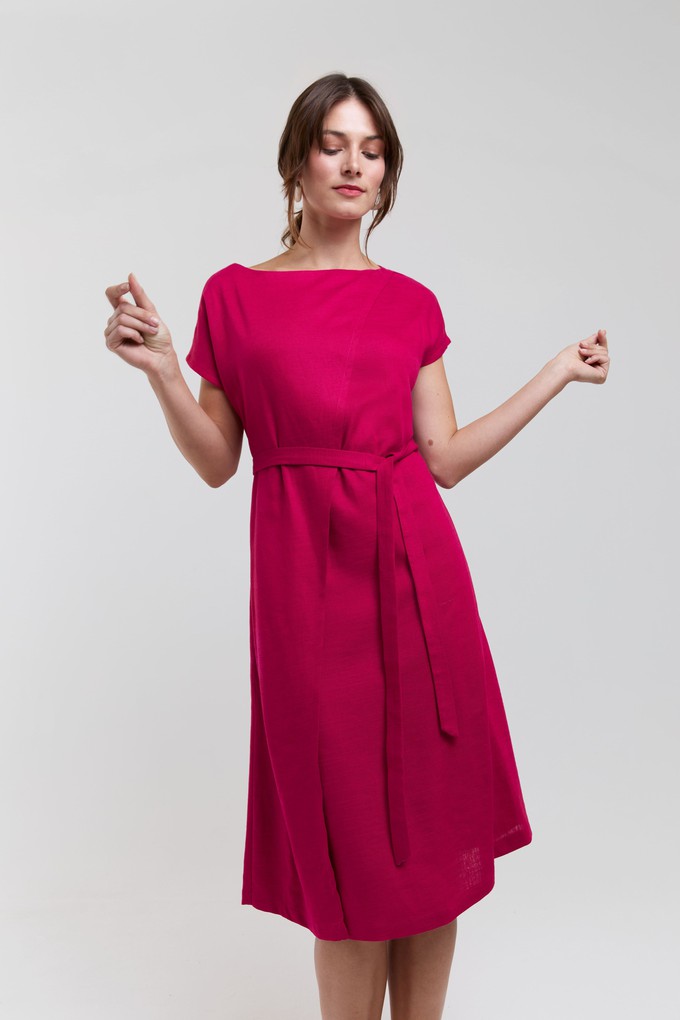 Julia | Elegant Midi Dress with Waist Belts in Cherry Red from AYANI