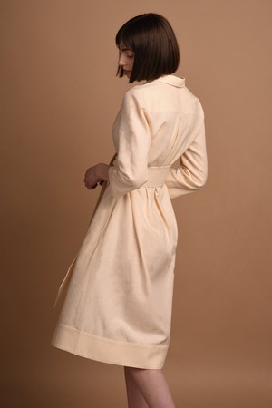 Mariam | Linen Shirt Dress with Wide Belt in Cream from AYANI