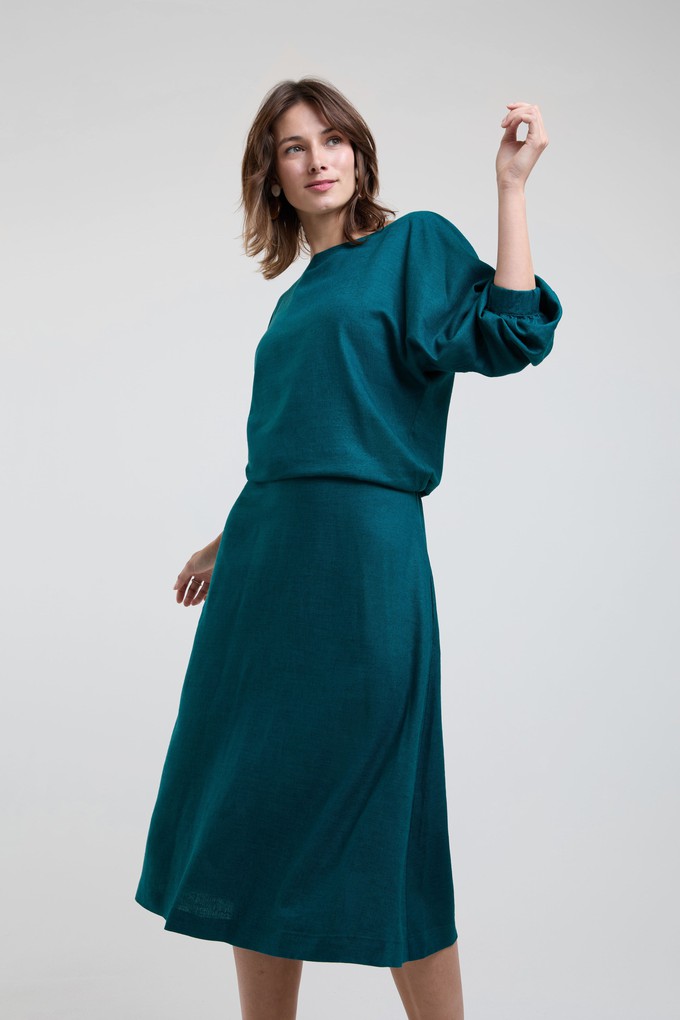 Andrea | Midi Dress with Long Sleeves and Adjustable Waist in Green from AYANI