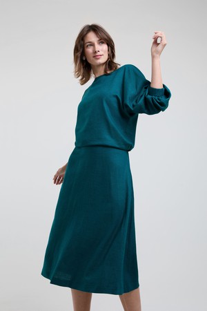 Andrea | Midi Dress with Long Sleeves and Adjustable Waist in Green from AYANI