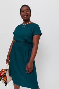 Sati | Midi Dress with Boat Neck in Green via AYANI