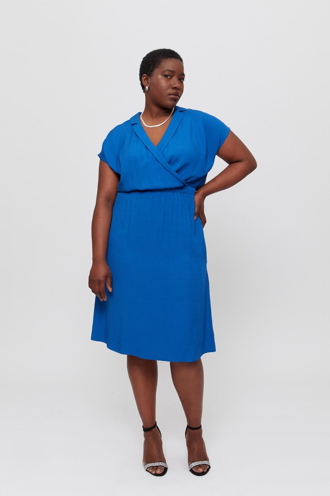 Lilit | Formal Midi Dress with Wrap Optic in Blue from AYANI