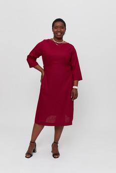 Emilia | Midi A-line Dress in Red via AYANI