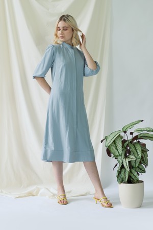 Melanie Shirt Dress with balloon sleeves in Light Blue from AYANI