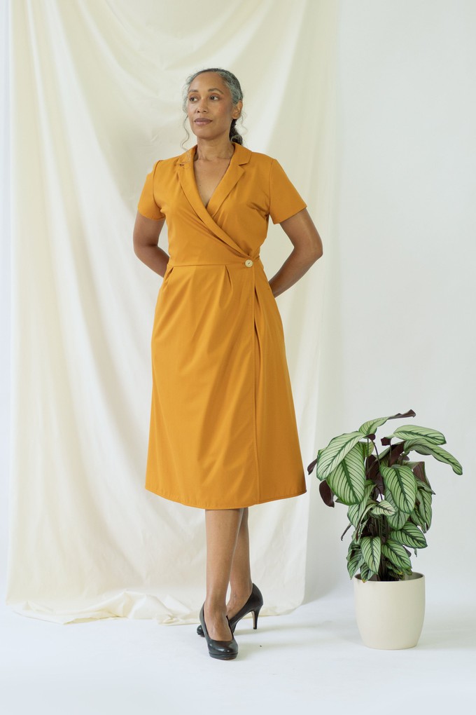 Isabel | Wrap Dress with short sleeves in Saffron from AYANI