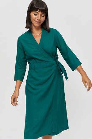Sandra | Midi Wrap Dress in Emerald Green from AYANI