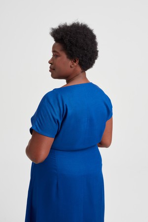 Sati | Midi Dress with Boat Neck in Ocean Blue from AYANI
