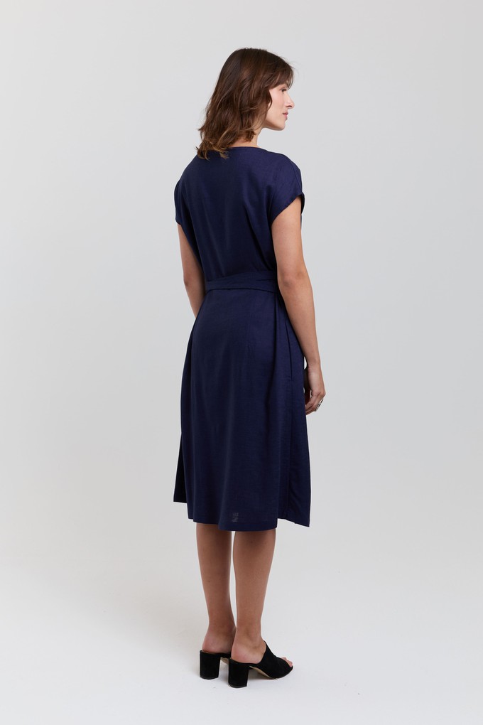Julia | Elegant Midi Dress with Waist Belts in Dark Blue from AYANI