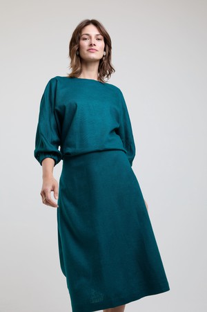 Andrea | Midi Dress with Long Sleeves and Adjustable Waist in Green from AYANI