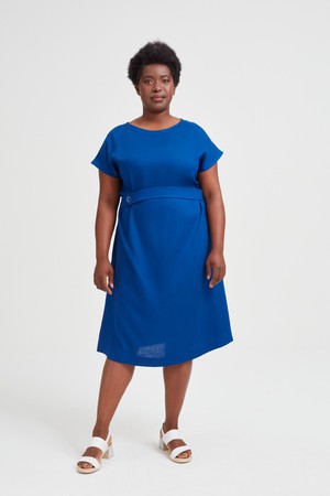 Sati | Midi Dress with Boat Neck in Ocean Blue from AYANI