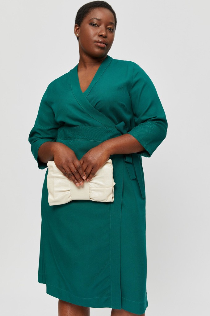 Sandra | Midi Wrap Dress in Emerald Green from AYANI