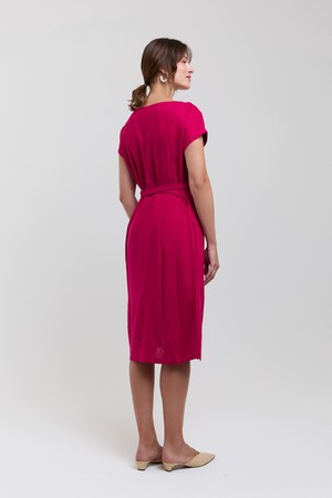 Julia | Elegant Midi Dress with Waist Belts in Cherry Red from AYANI
