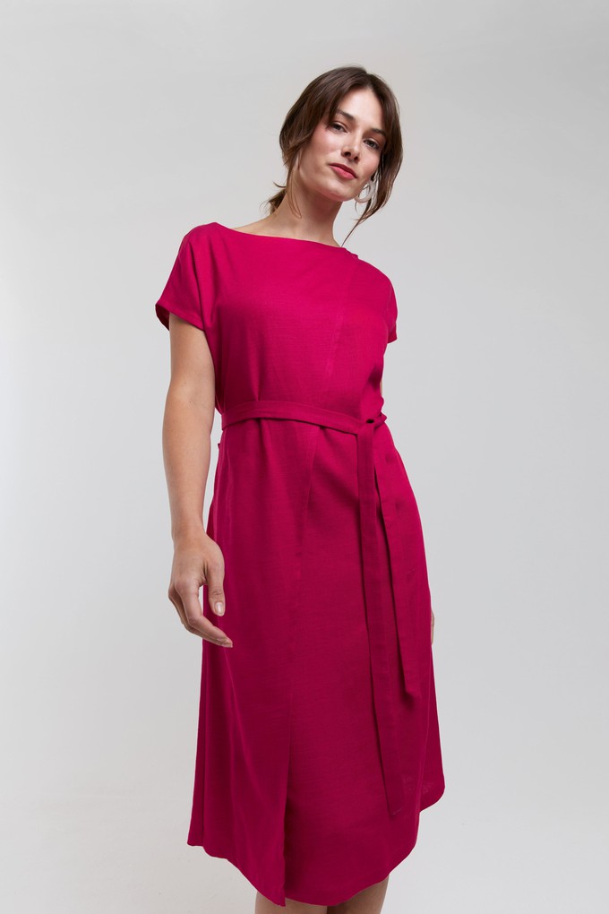 Julia | Elegant Midi Dress with Waist Belts in Cherry Red from AYANI
