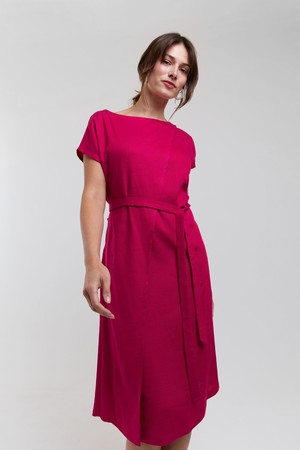 Julia | Elegant Midi Dress with Waist Belts in Cherry Red from AYANI