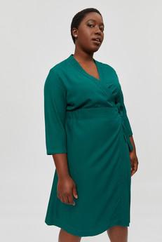 Sandra | Midi Wrap Dress in Emerald Green via AYANI