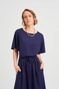 Nika | Round Neck Dress with Butterfly Sleeves in Black-Blue via AYANI