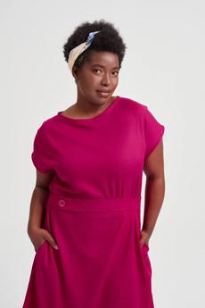 Sati | Midi Dress with Boat Neck in Cherry Red via AYANI