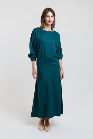 Andrea | Midi Dress with Long Sleeves and Adjustable Waist in Green from AYANI