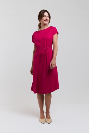 Julia | Elegant Midi Dress with Waist Belts in Cherry Red from AYANI