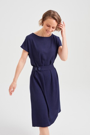Sati | Midi Dress with Boat Neck in Black-Blue from AYANI
