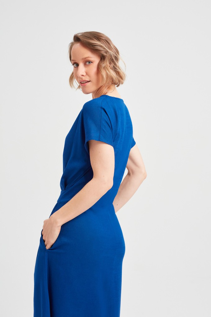 Sati | Midi Dress with Boat Neck in Ocean Blue from AYANI