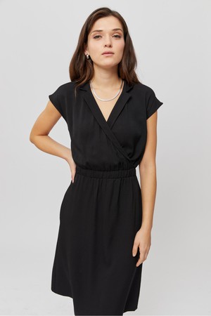 Lilit | Formal Midi Dress with Wrap Optic in Black from AYANI