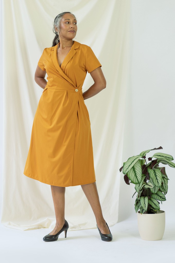 Isabel | Wrap Dress with short sleeves in Saffron from AYANI